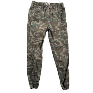Levis Jogger Pants Boys Size 12 Green Camo Elastic Waist Drawstring Cuffs